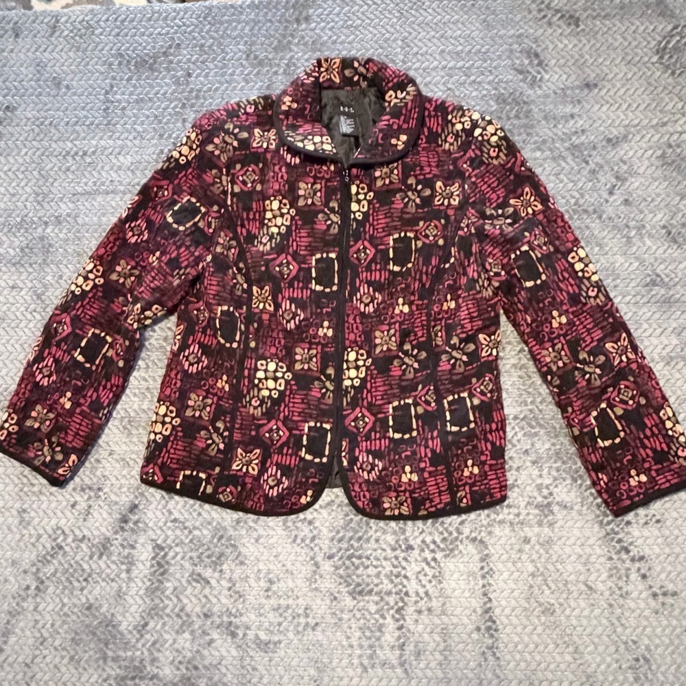 R.Q.T. Quilted Abstract Blazer in black and red size XL